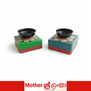 Hand-Painted Wooden Candle Holder with Metal Insert – Folk Art Floral Design