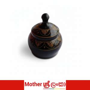 Sri Lankan Black Lacquerware Pot with Lid