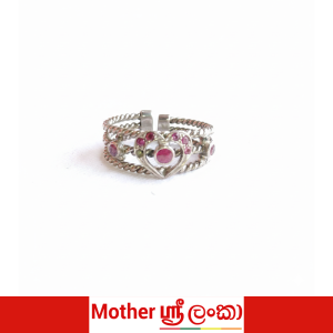 Triple Line Ruby Heart Ring