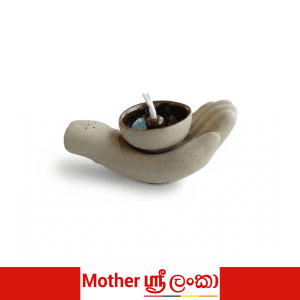 Sri Lankan Ceramic Hand Candle Holder with Removable Bowl