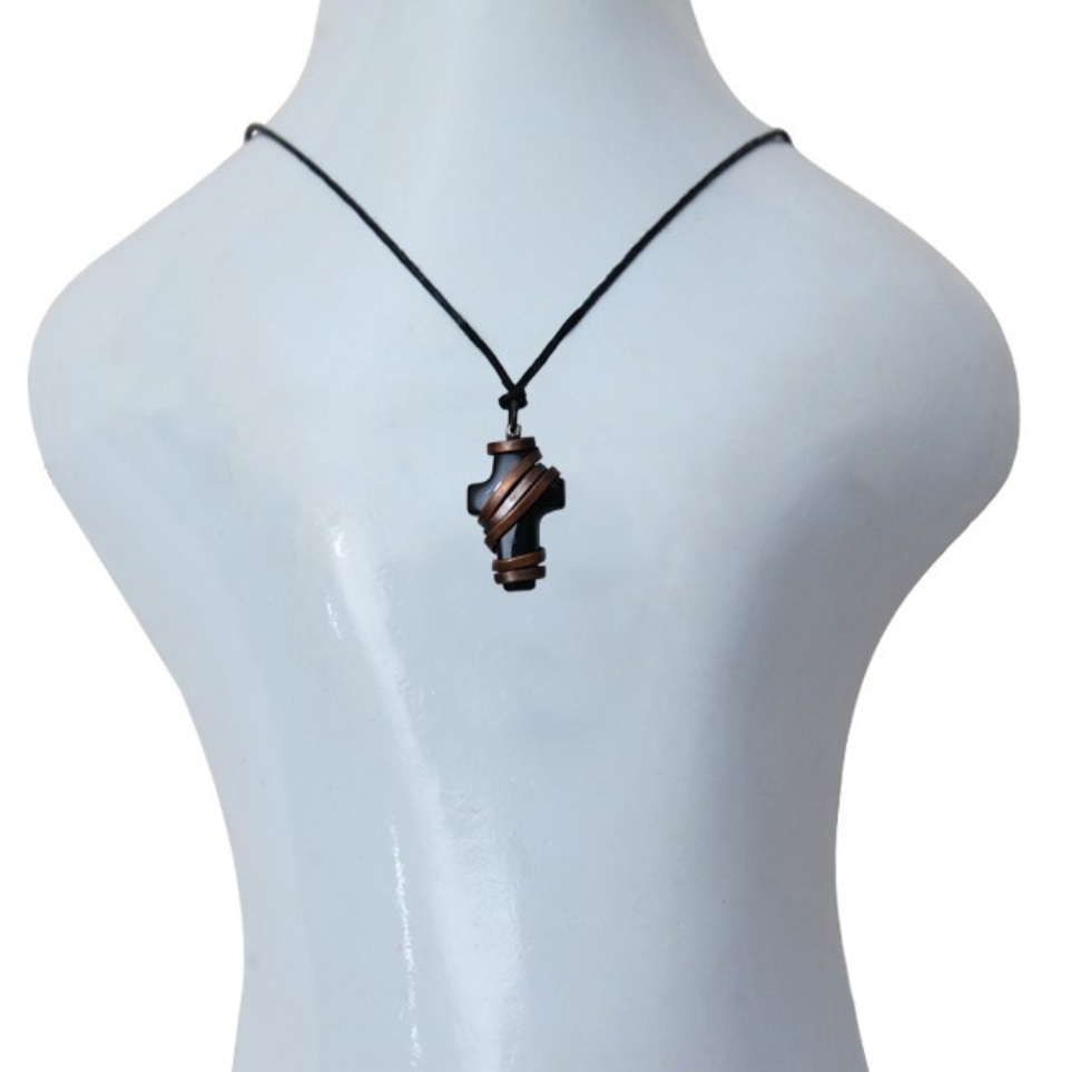 Copper cross pendant with Cord