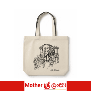 Hand-Illustrated Sri Lankan Elephant Procession Canvas Tote Bag