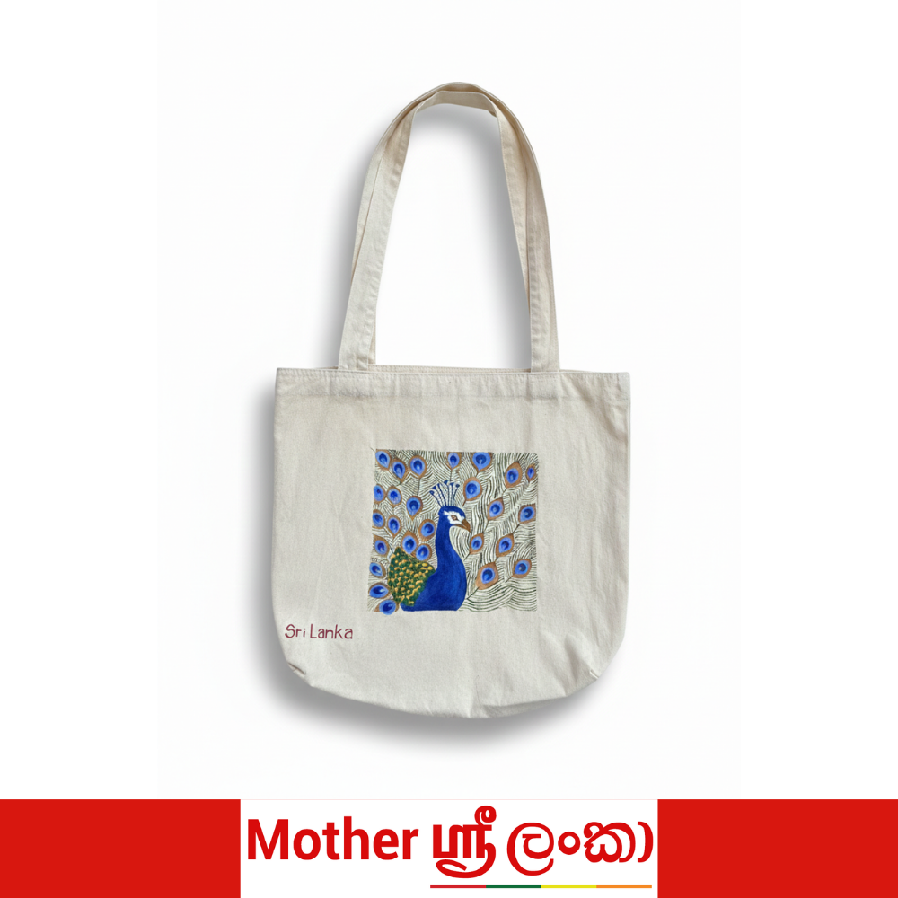 Sri Lankan Traditional Art Canvas Tote Bag – Eco Friendly Reusable Bag - Image 4