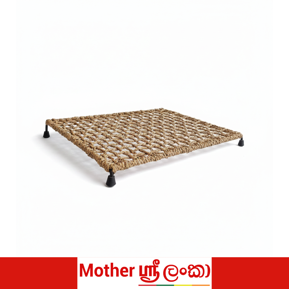 Handcrafted Sri Lankan Reed & Metal Laptop Stand – Eco-Friendly Woven Desk Riser