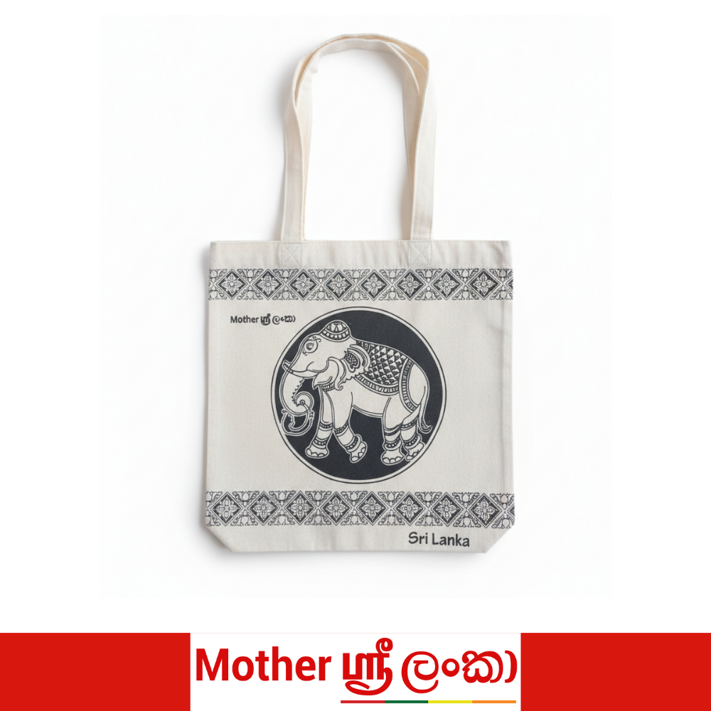 Sri Lanka Traditional Elephant Canvas Tote Bag – Cultural Heritage Design