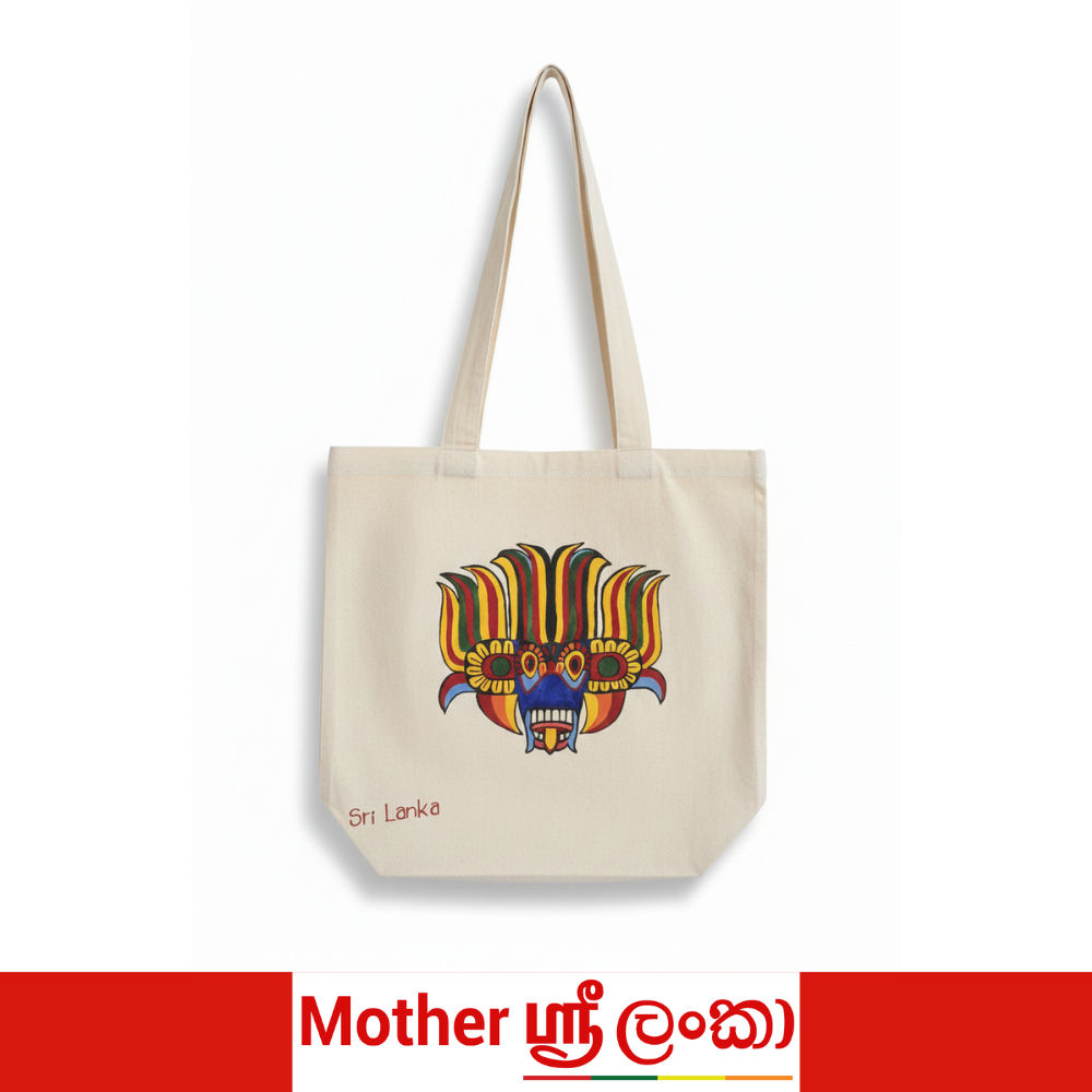 Sri Lankan Traditional Art Canvas Tote Bag – Eco Friendly Reusable Bag - Image 2