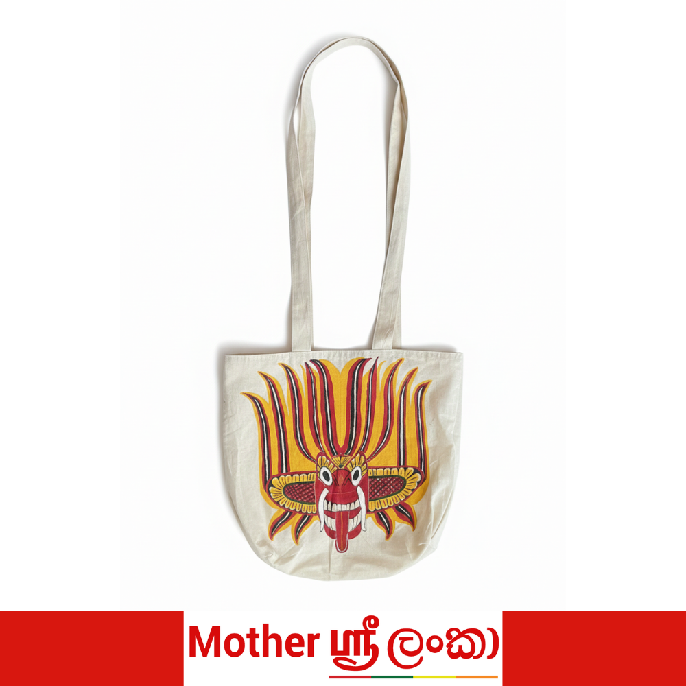 Sri Lankan Traditional Art Canvas Tote Bag – Eco Friendly Reusable Bag - Image 3